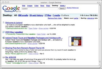 Google Desktop Browser results