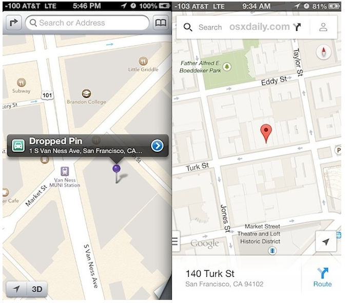 Поиск автомобиля с помощь Apple Maps на iPhone